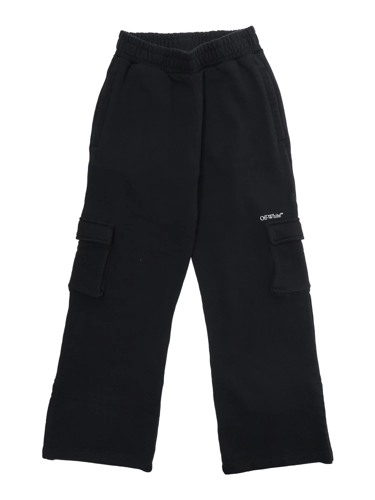 Black Cargo Pants with Logo on the Front in Cotton Girl