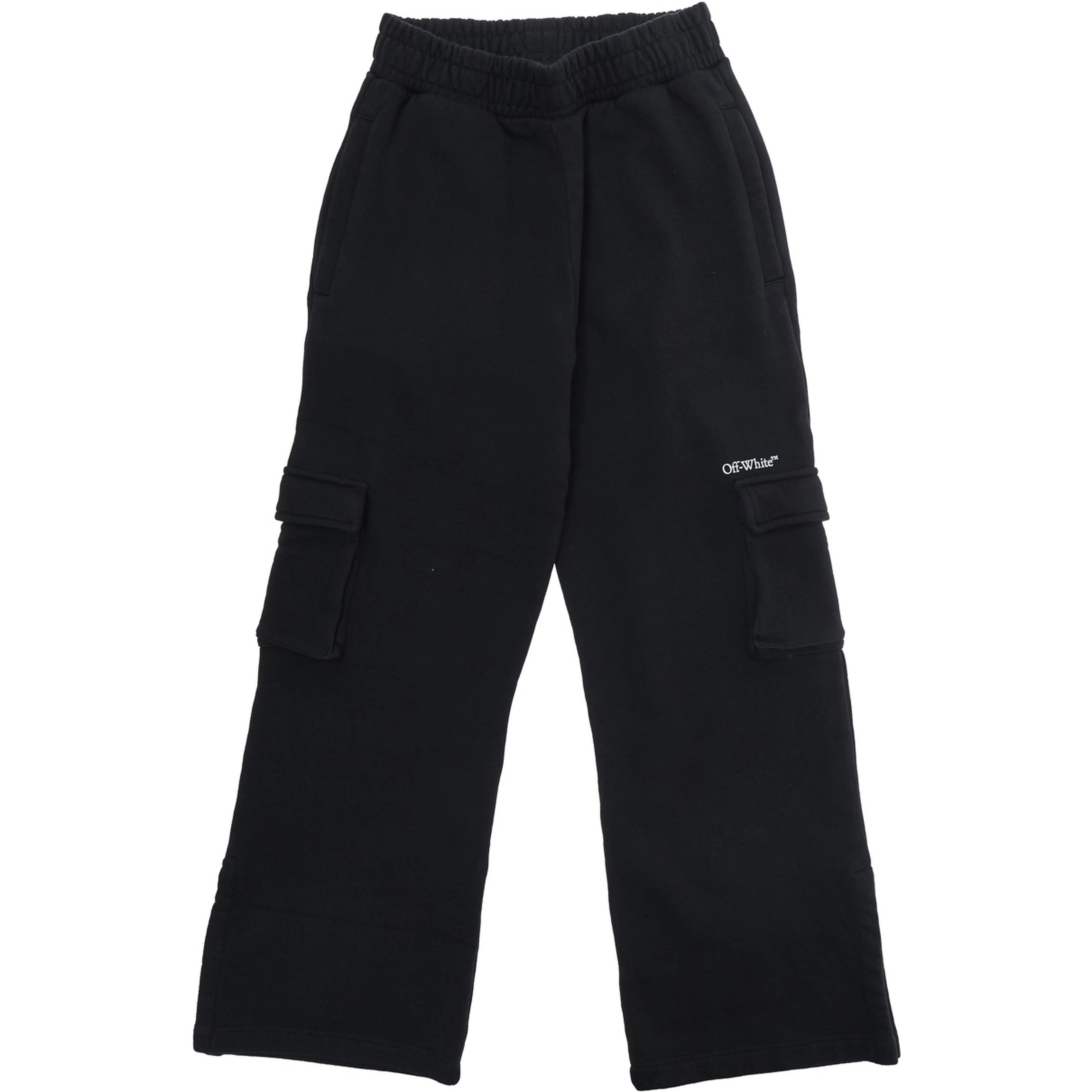 Black Cargo Pants with Logo on the Front in Cotton Girl