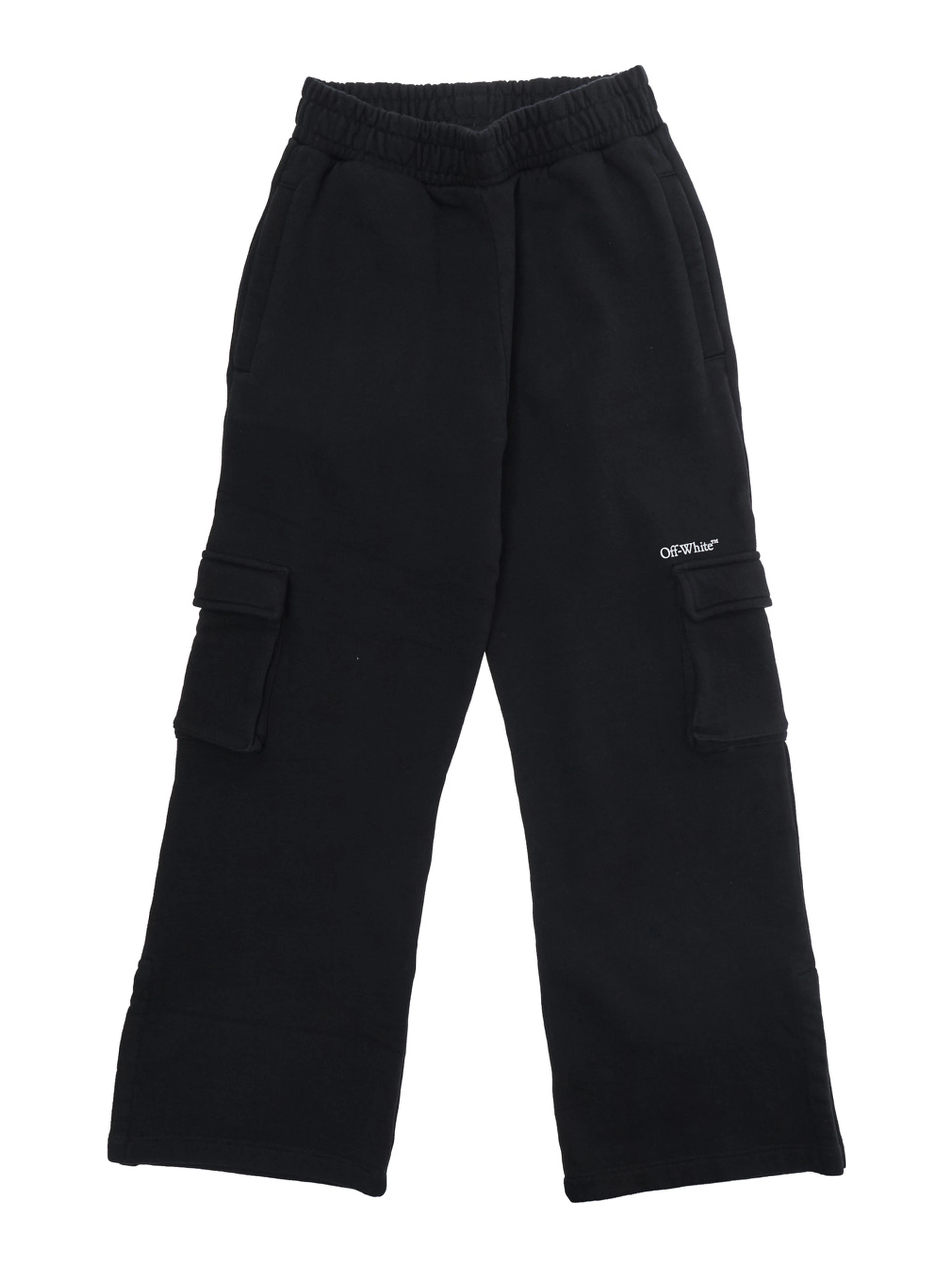Black Cargo Pants with Logo on the Front in Cotton Girl