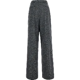 Grey Pants with hidden front closure and front pleats in wool for women
