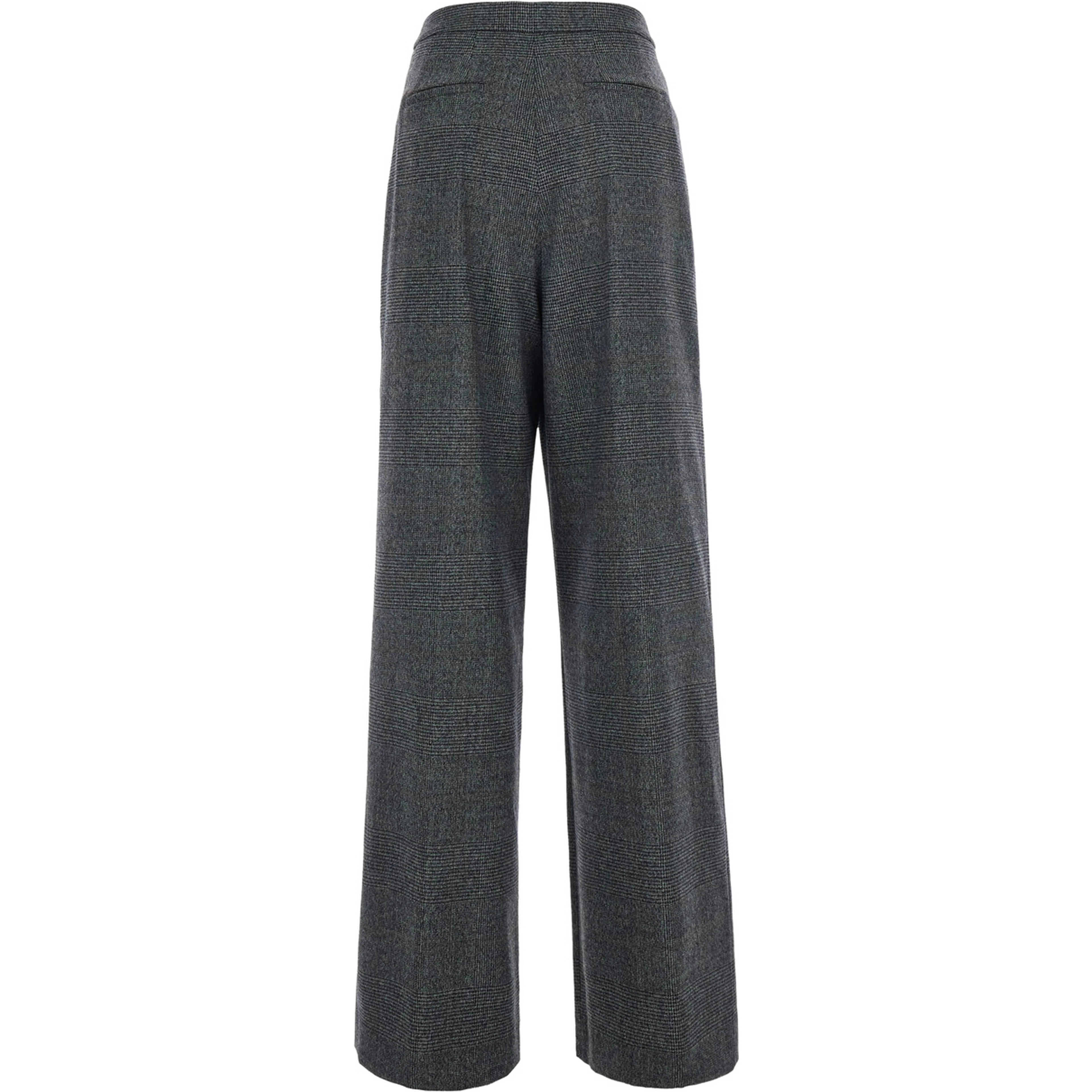 Grey Pants with hidden front closure and front pleats in wool for women
