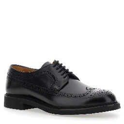 Brown Leather Round Toe Lace-Up Shoes