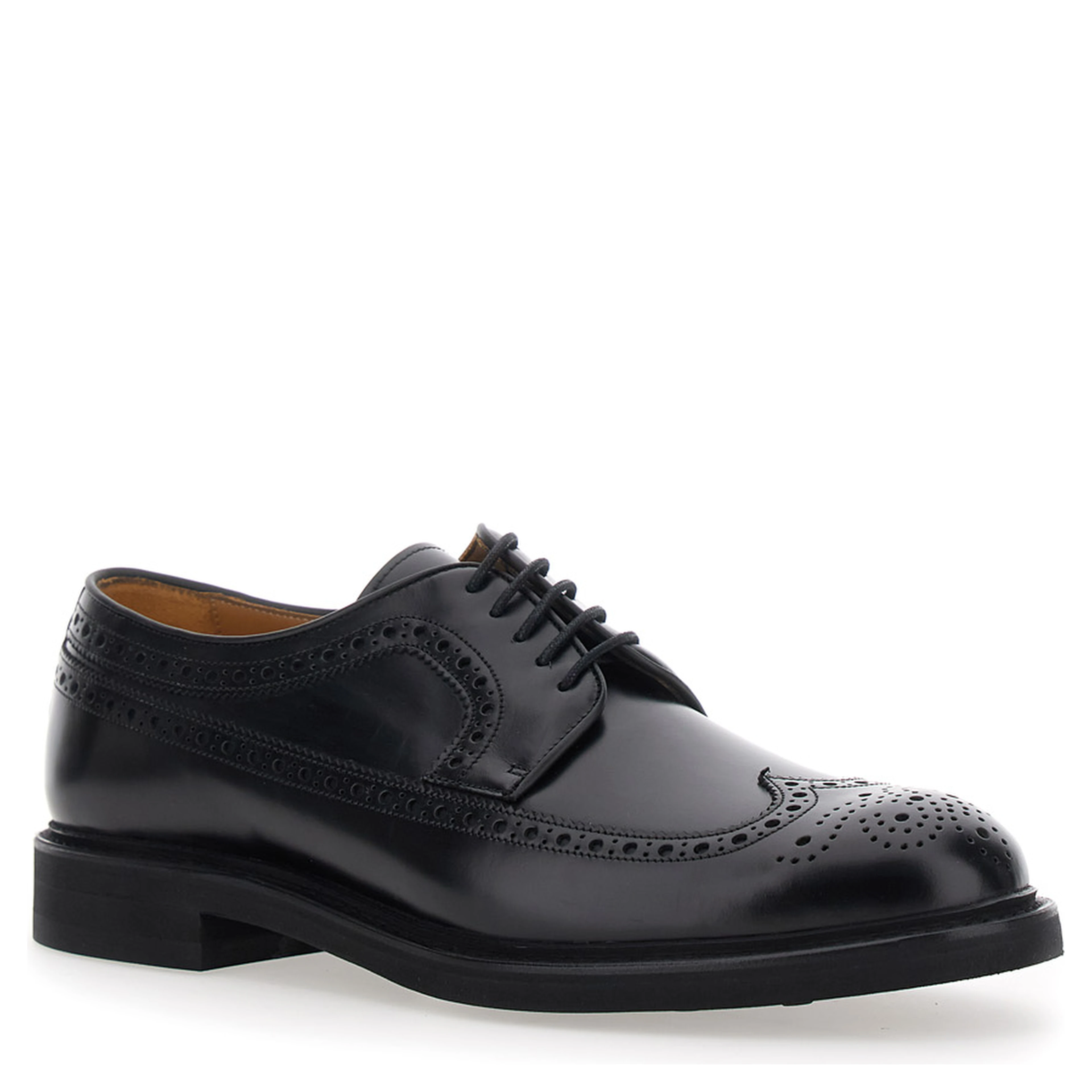 Brown Leather Round Toe Lace-Up Shoes