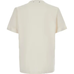 White Crew neck T-shirt with lettering print on the front in cotton for men