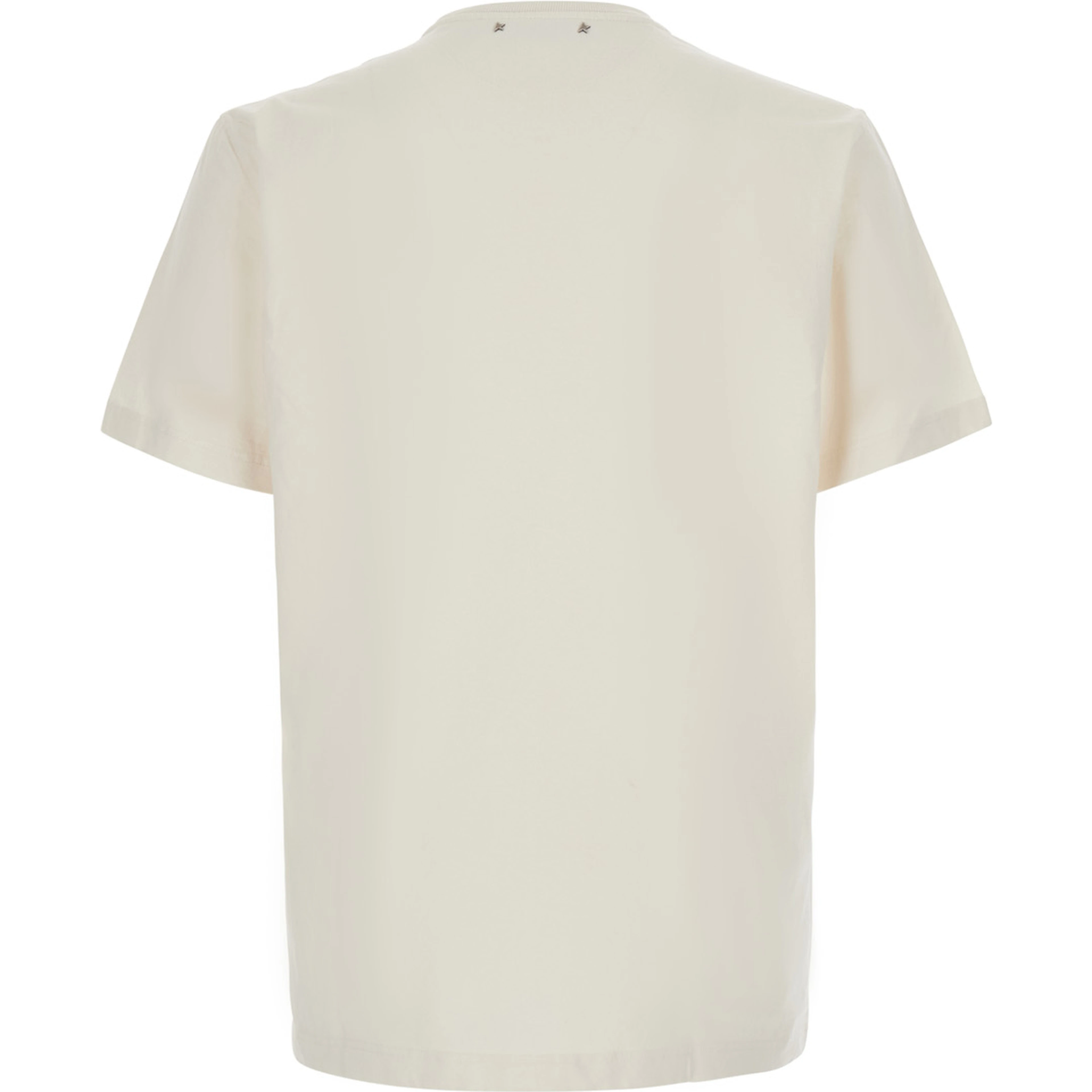 White Crew neck T-shirt with lettering print on the front in cotton for men