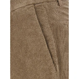 Beige Pants with Side Pockets and Front Closure in Tech Fabric for Men