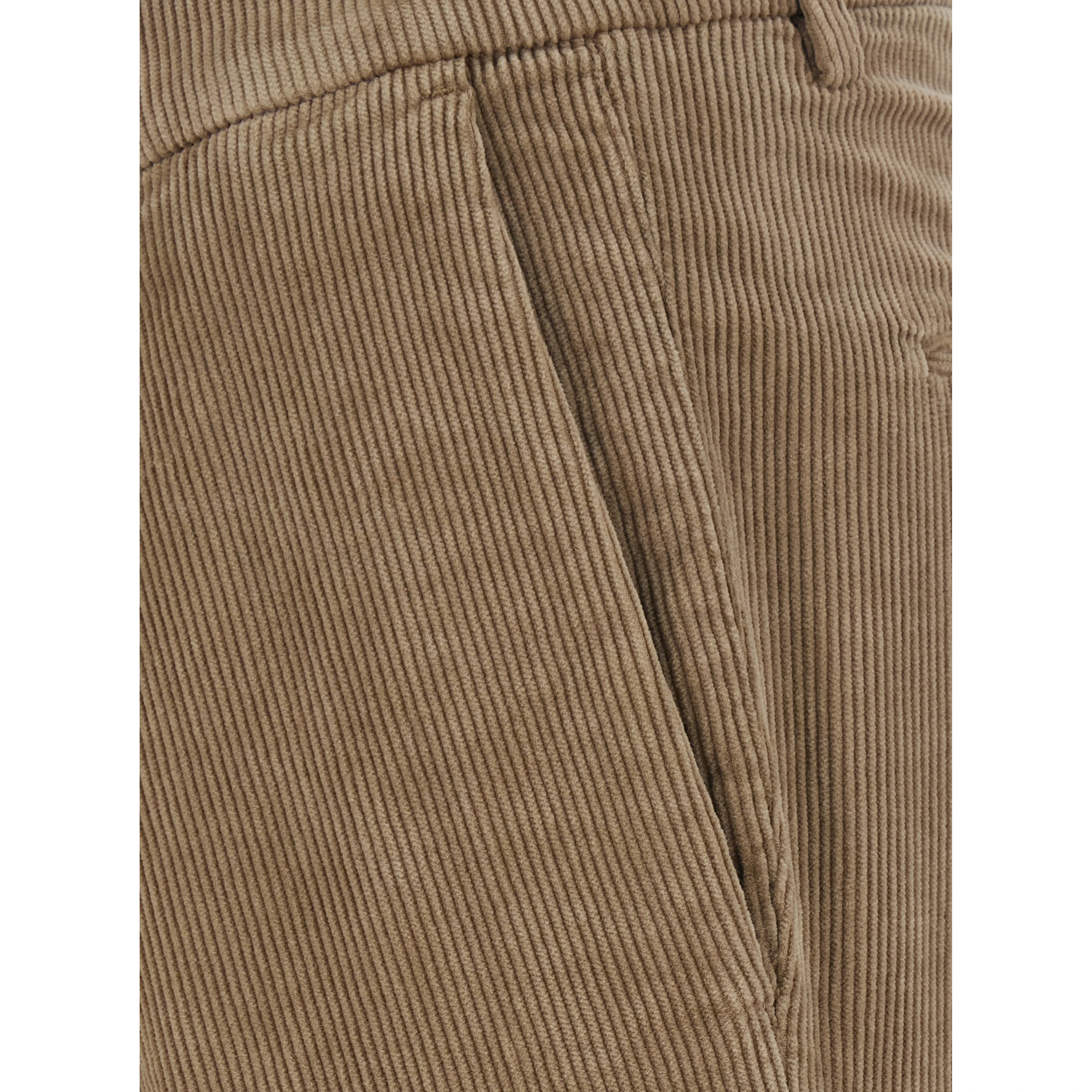 Beige Pants with Side Pockets and Front Closure in Tech Fabric for Men