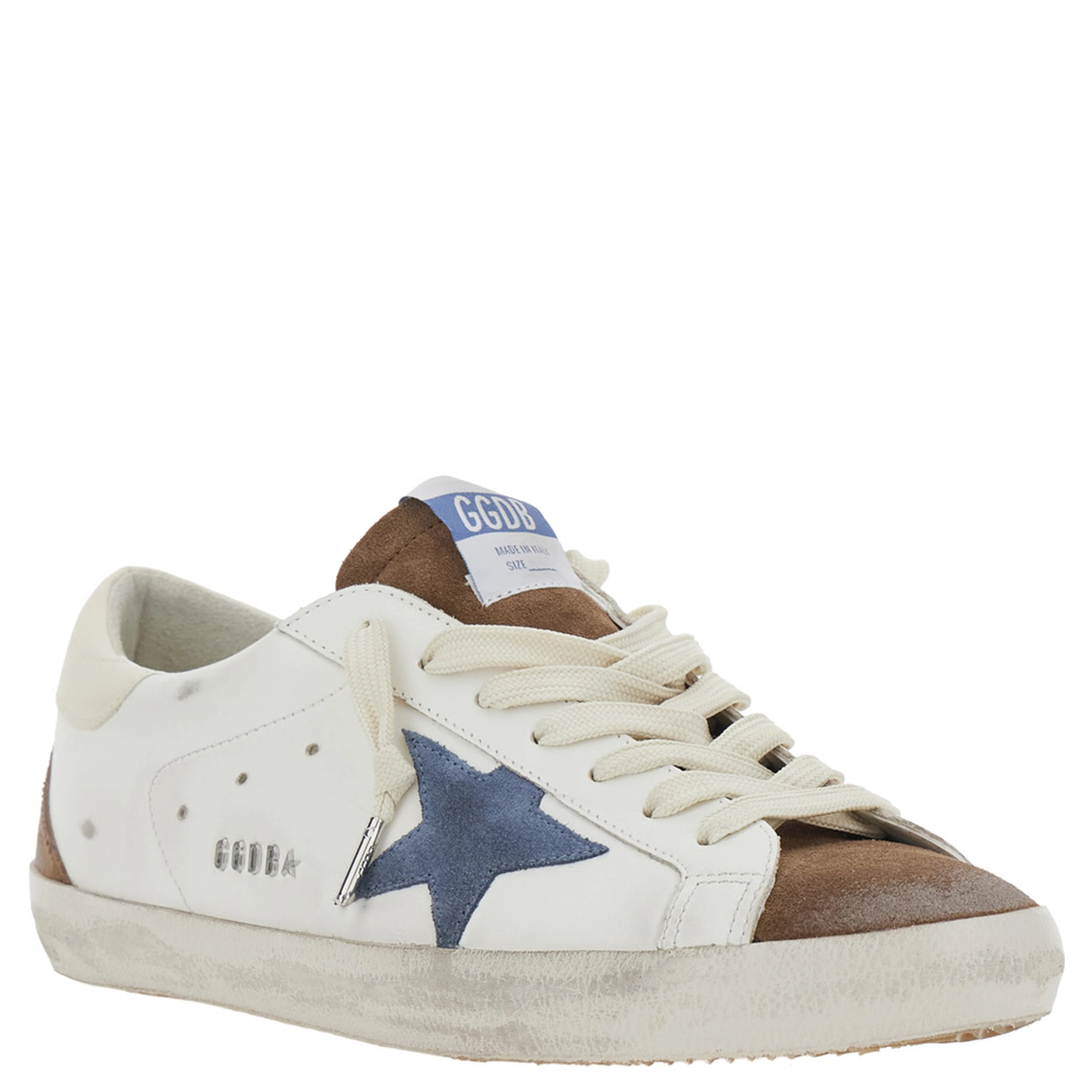 Superstar White Sneakers Low Top with star patch on the side in leather for men