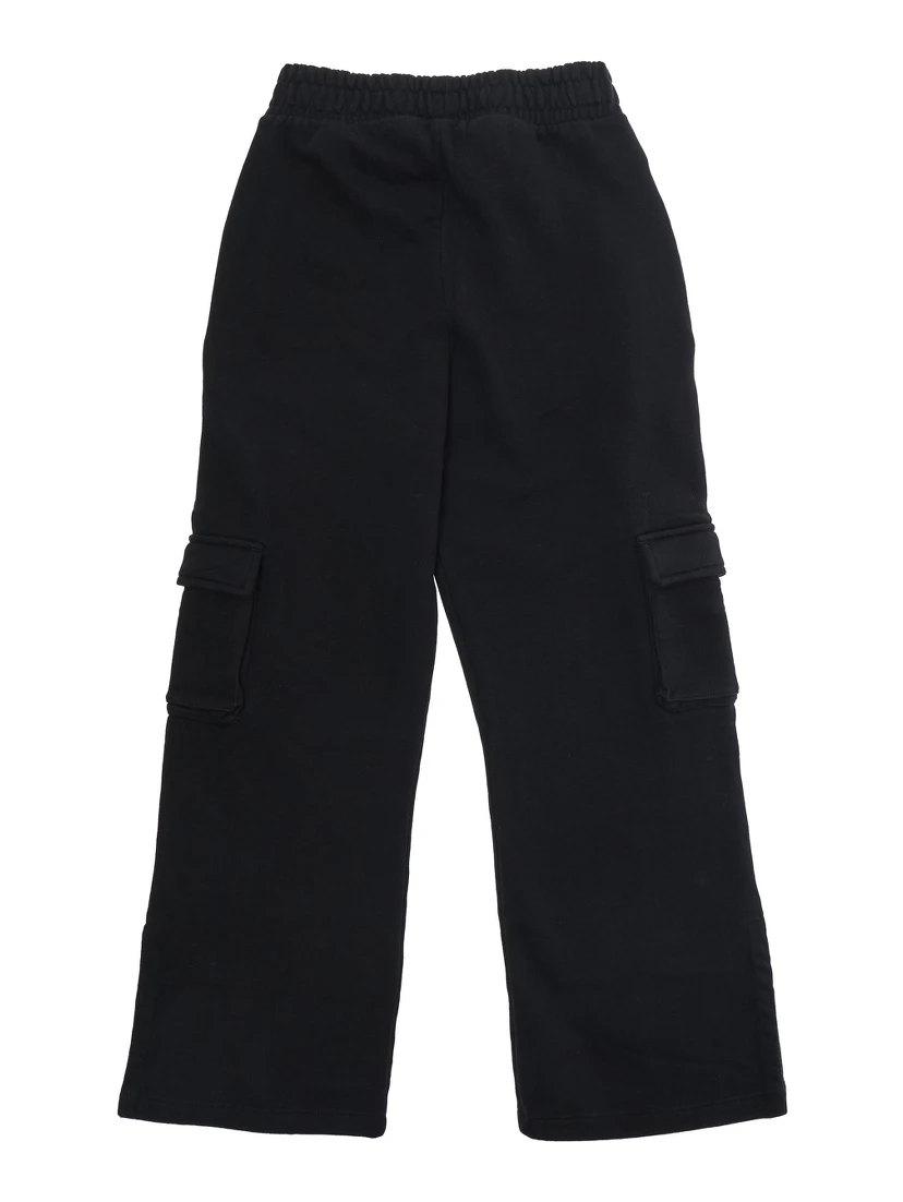 Black Cargo Pants with Logo on the Front in Cotton Girl