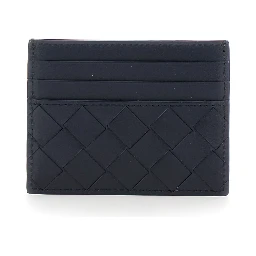 Blue Cardholder with Intreccio Motif in Leather for Men