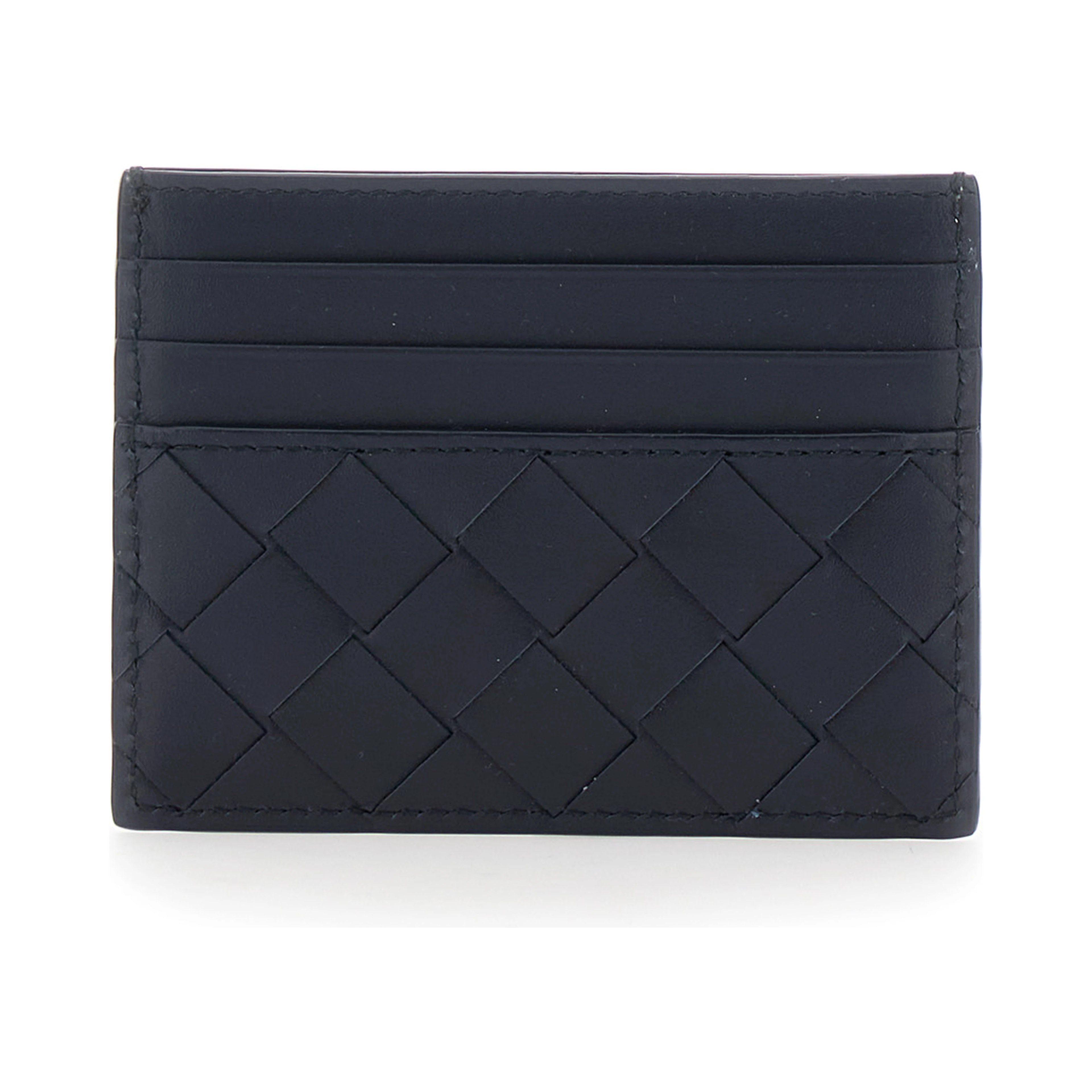 Blue Cardholder with Intreccio Motif in Leather for Men