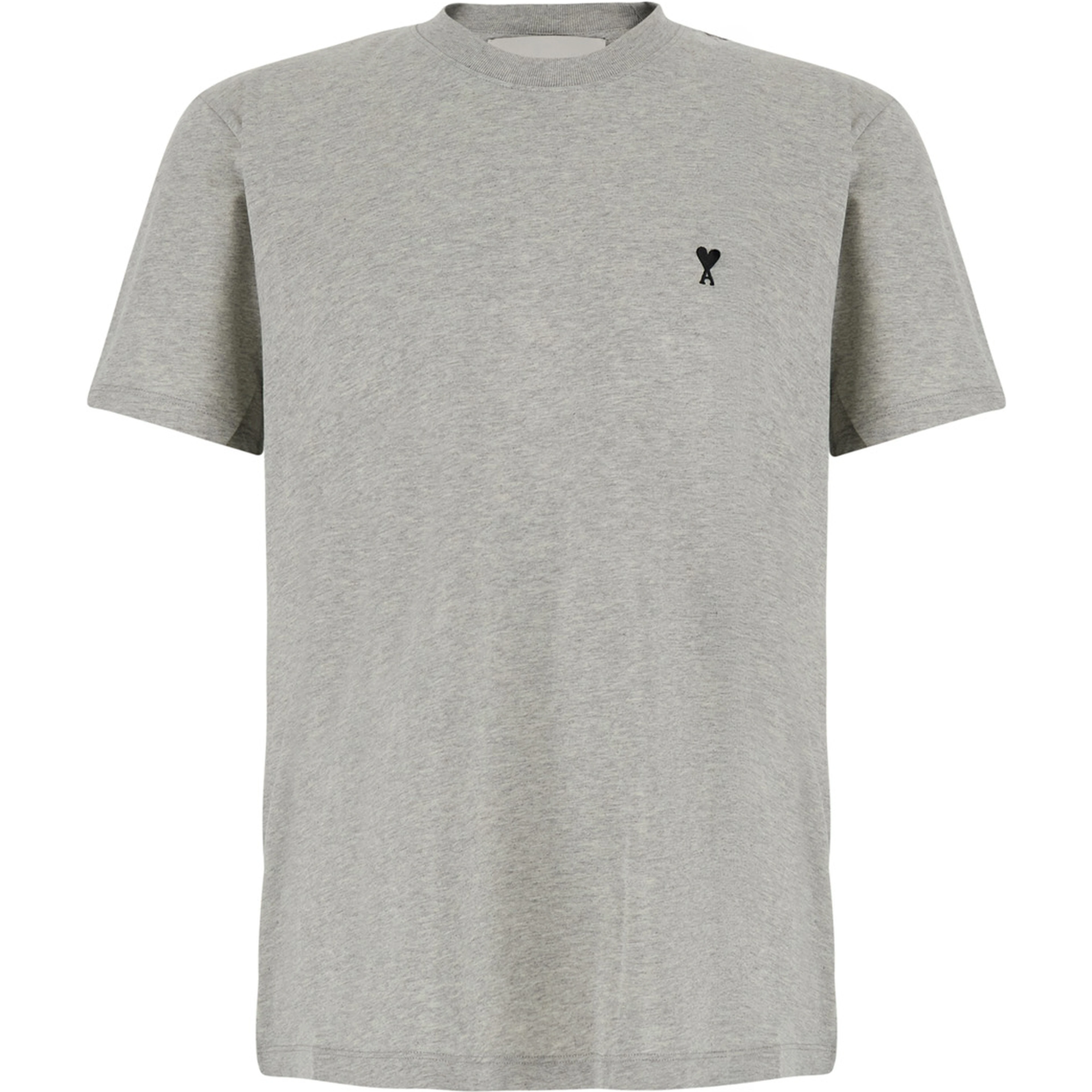 Gray Crew Neck T-Shirt with ADC Embroidery on the Front in Cotton for Men