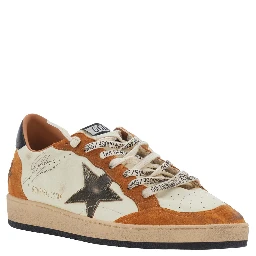 Ballstar Orange Low Top Sneakers with Star Patch on the Side and Contrasting Heel with Logo Lettering in Suede for Men