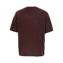 Bordeaux Crew Neck T-Shirt with Logo Lettering on the Front in Cotton for Men