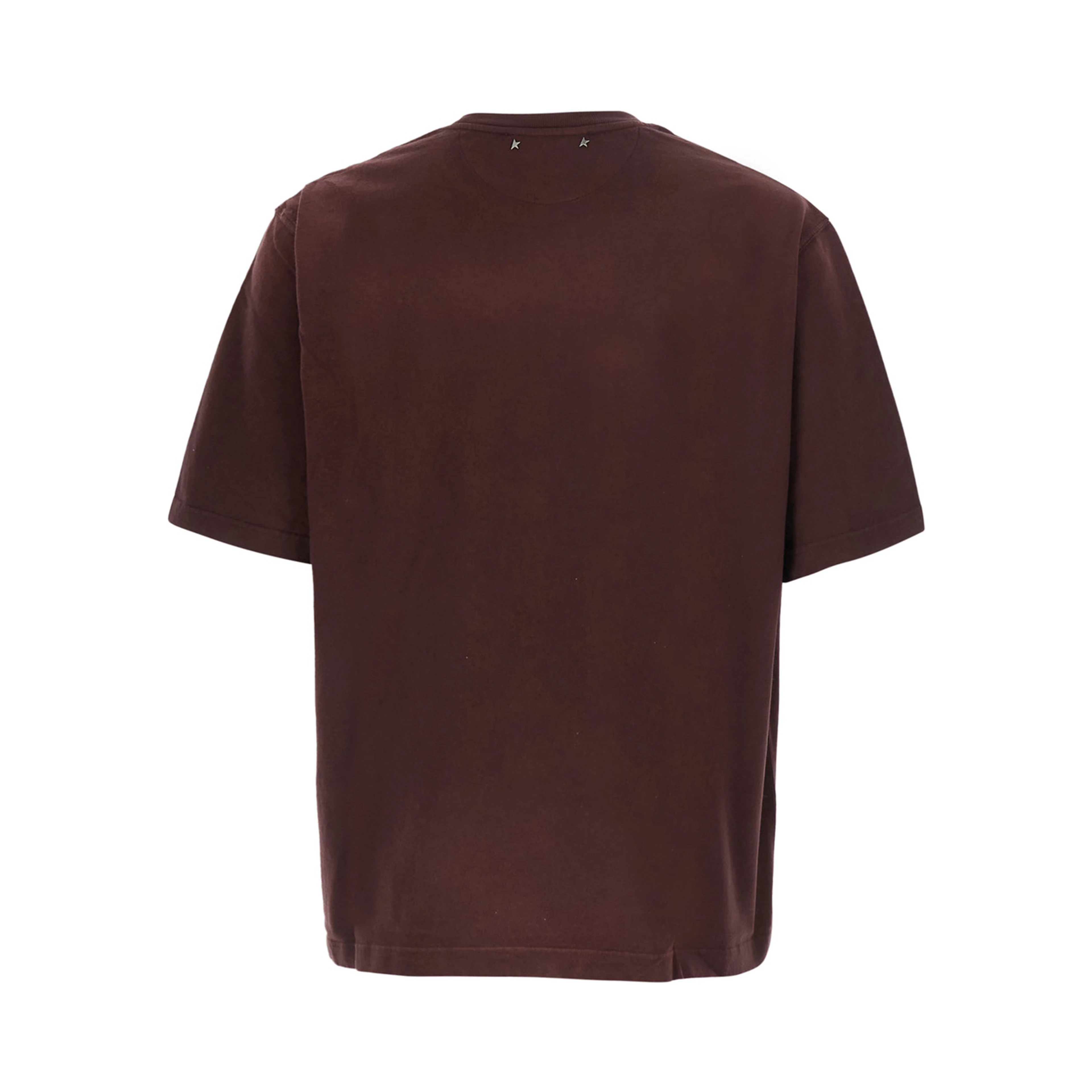 Bordeaux Crew Neck T-Shirt with Logo Lettering on the Front in Cotton for Men