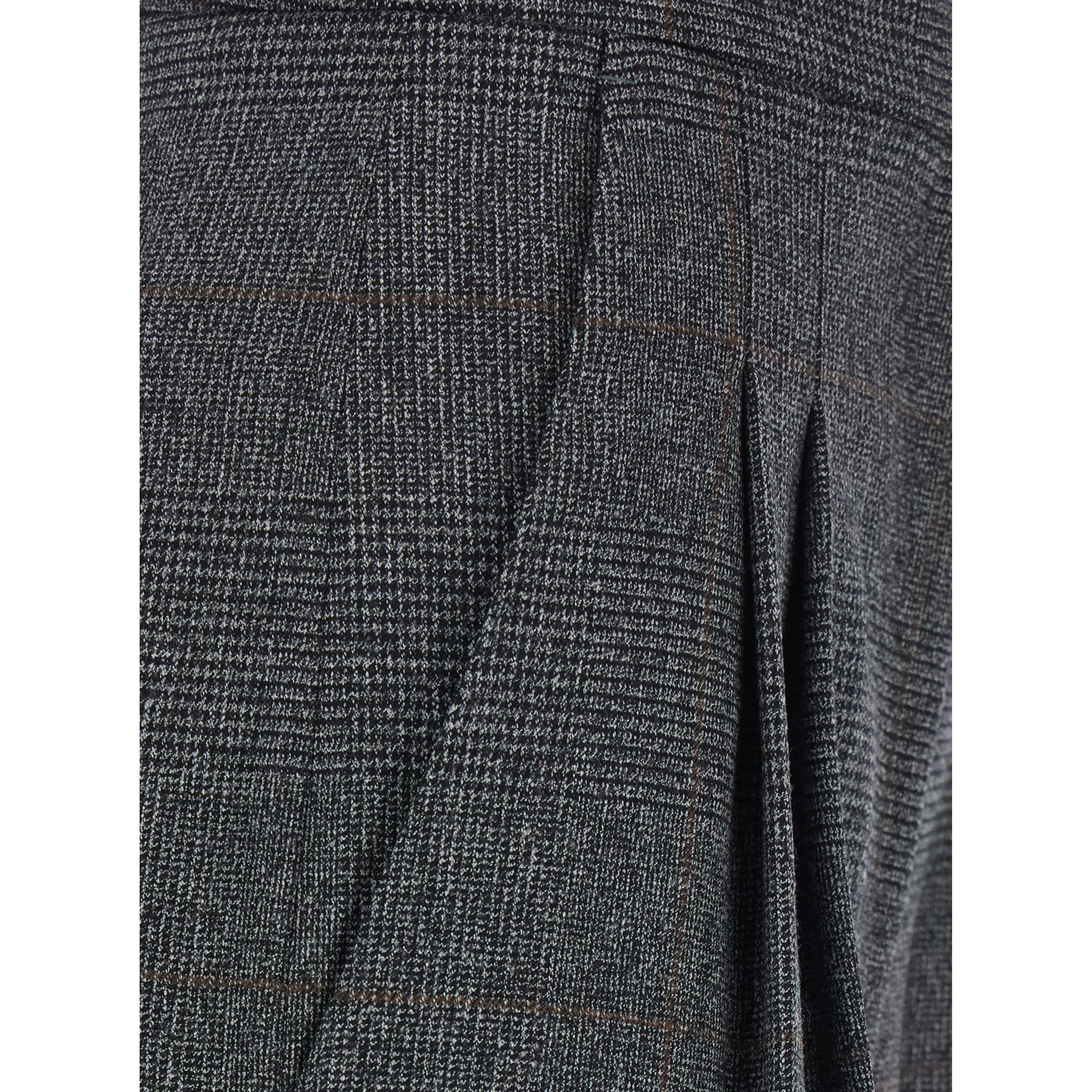 Grey Pants with hidden front closure and front pleats in wool for women