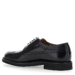 Brown Leather Round Toe Lace-Up Shoes