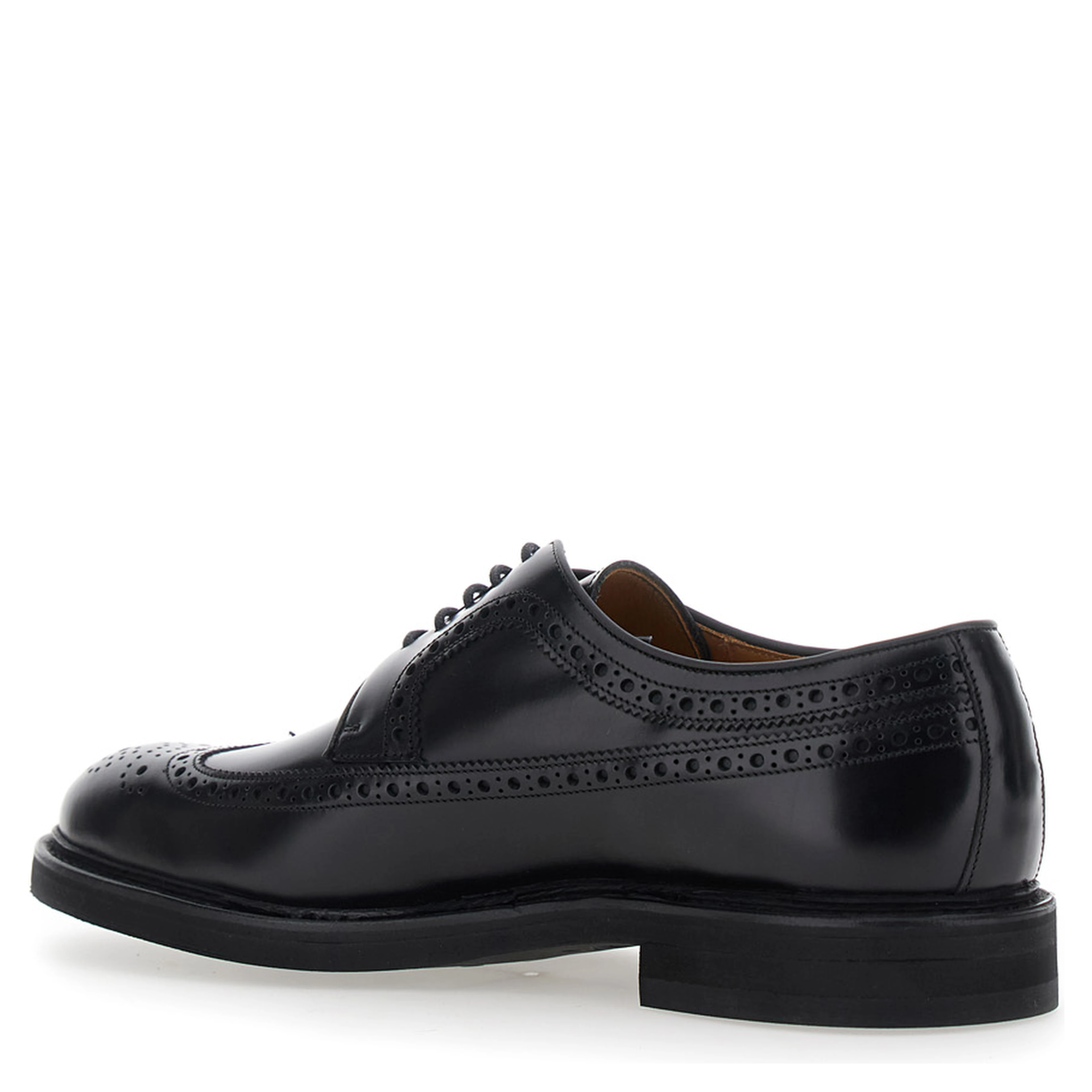 Brown Leather Round Toe Lace-Up Shoes