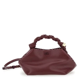 Handbag Bou Piccola with Butterfly Logo and Woven Leather Handle Bordeaux Woman