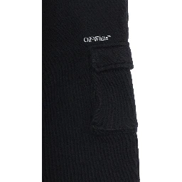 Black Cargo Pants with Logo on the Front in Cotton Girl