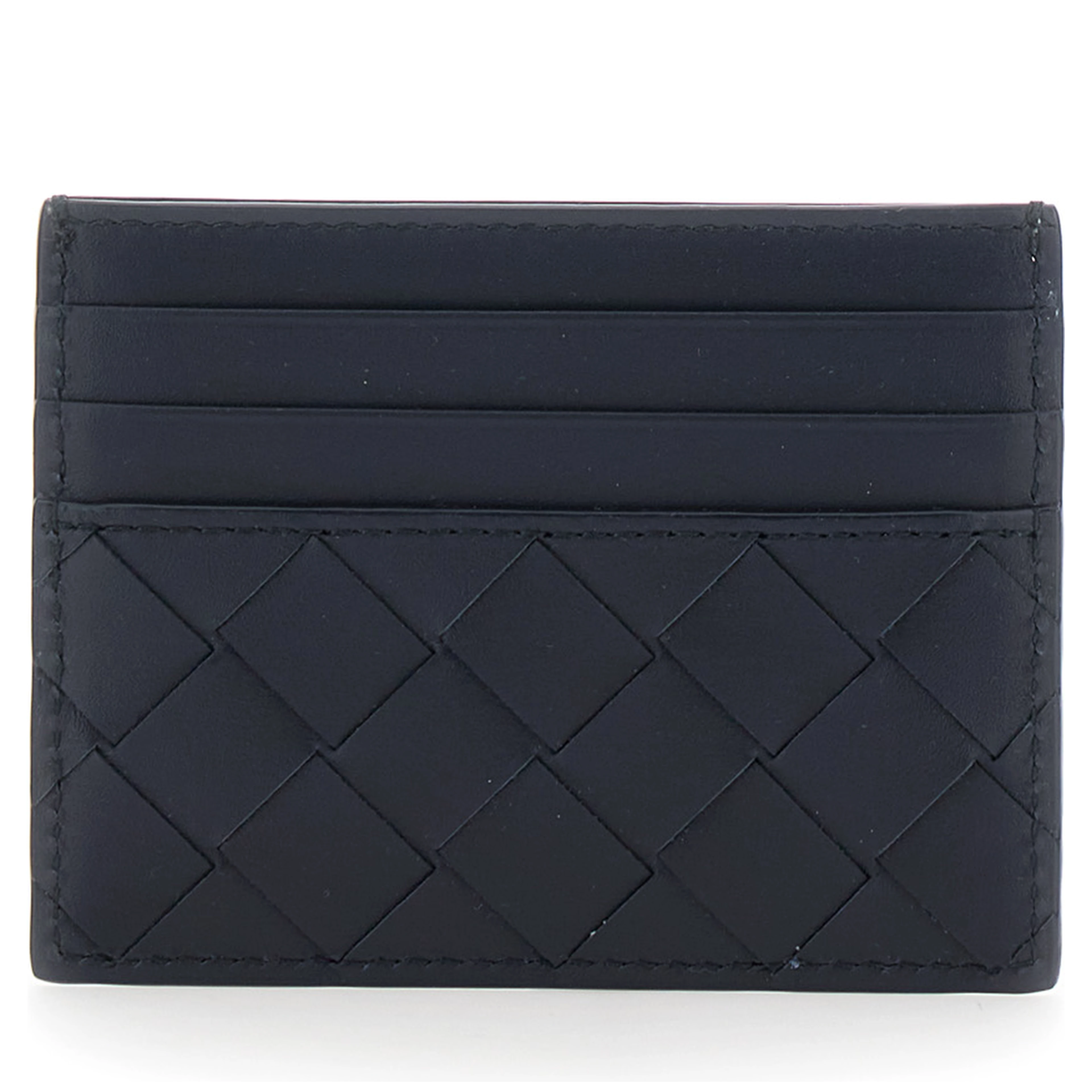 Blue Cardholder with Intreccio Motif in Leather for Men
