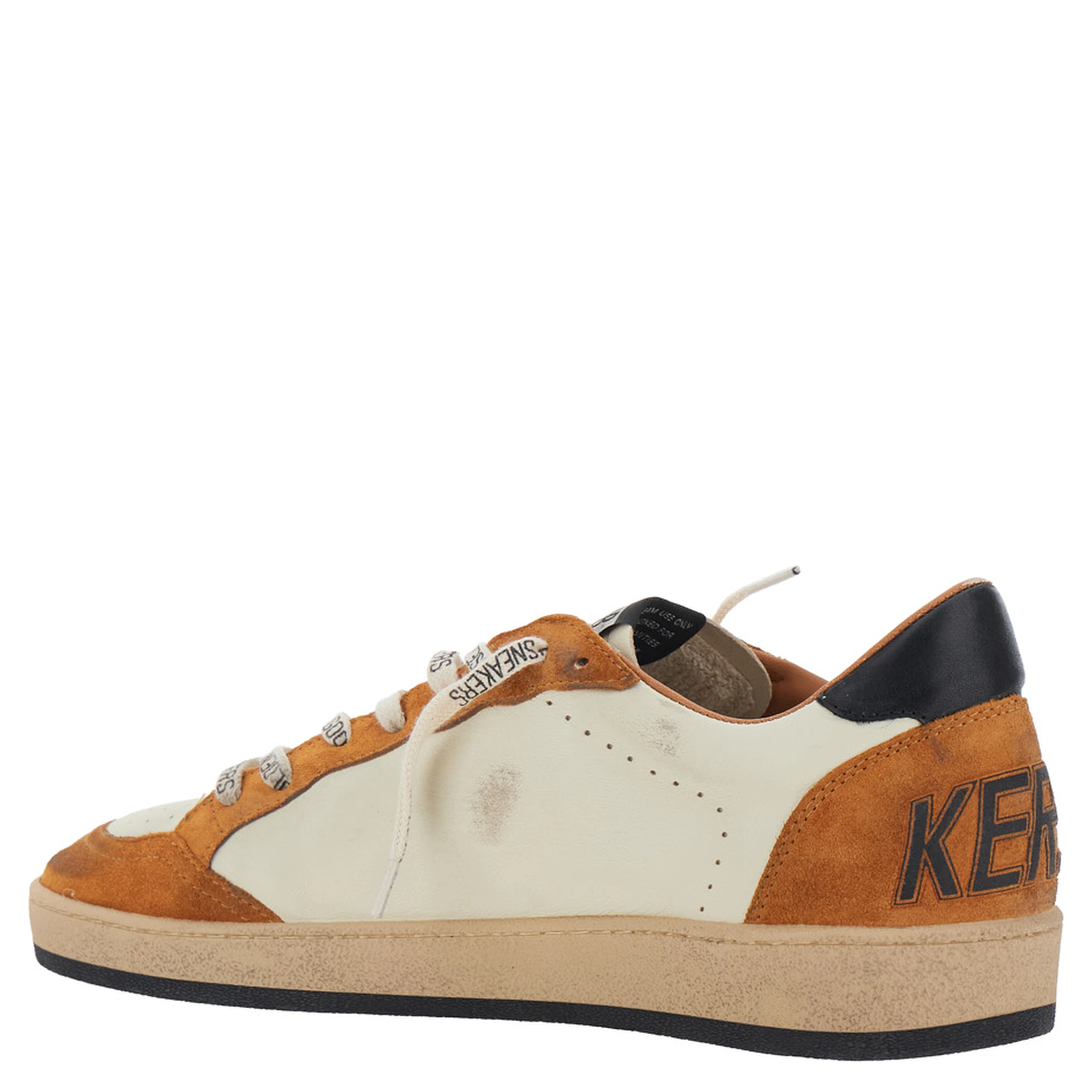 Ballstar Orange Low Top Sneakers with Star Patch on the Side and Contrasting Heel with Logo Lettering in Suede for Men