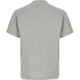 Gray Crew Neck T-Shirt with ADC Embroidery on the Front in Cotton for Men