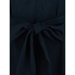 Blue Short Dress with Bow on the Front and Keyhole Closure on the Back in Cady for Women