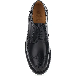Brown Leather Round Toe Lace-Up Shoes