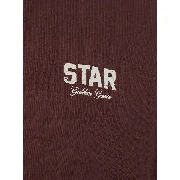 Bordeaux Crew Neck T-Shirt with Logo Lettering on the Front in Cotton for Men