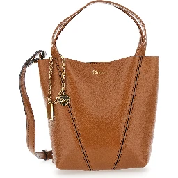 Chloe Spin Brown Shoulder Bag with Adjustable and Removable Strap in Leather for Women