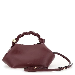 Handbag Bou Piccola with Butterfly Logo and Woven Leather Handle Bordeaux Woman