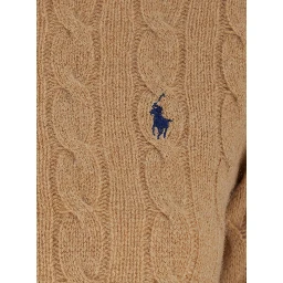 Julianna Beige Sweater with Round Neck and Pony Embroidery in Wool and Cashmere Women