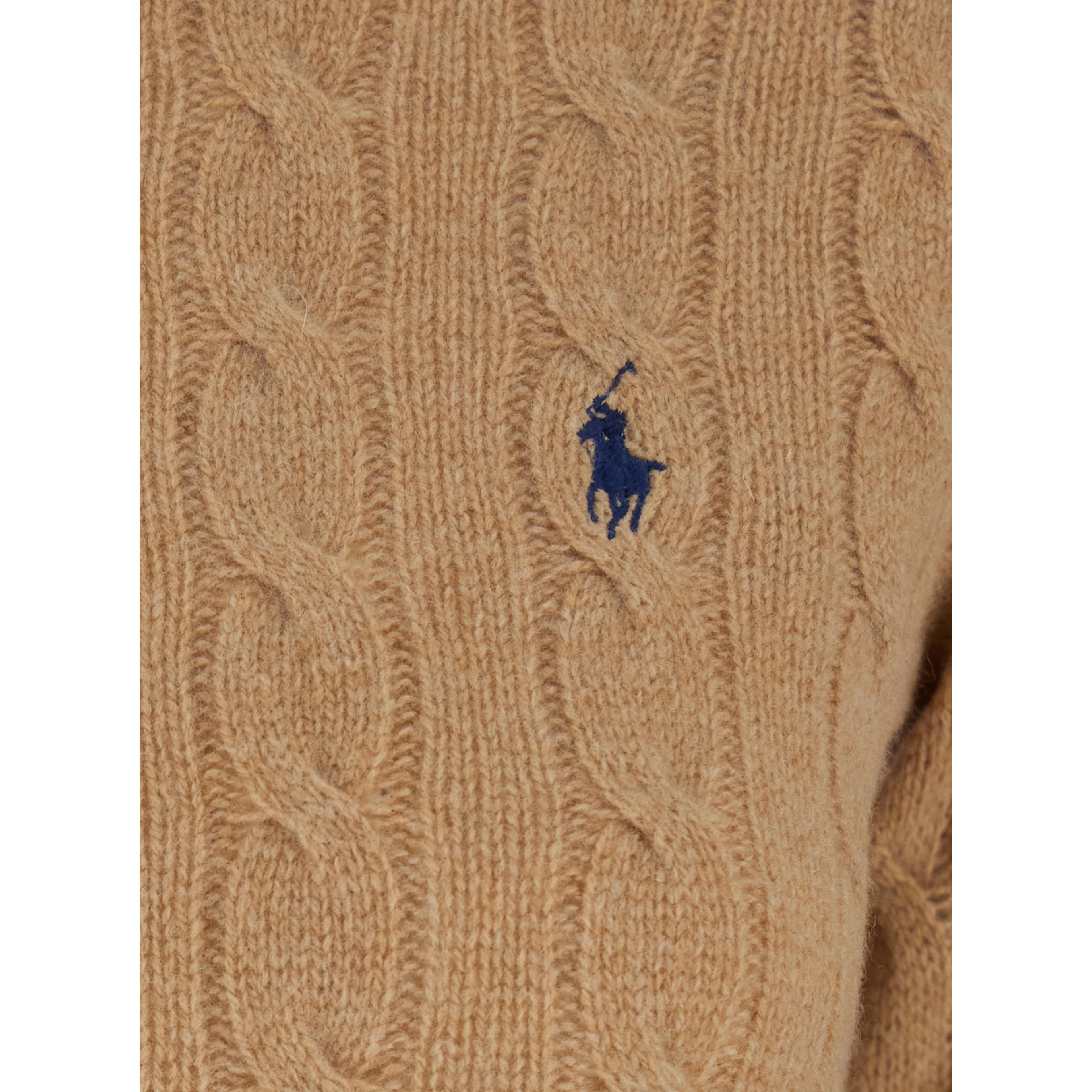 Julianna Beige Sweater with Round Neck and Pony Embroidery in Wool and Cashmere Women