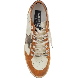Ballstar Orange Low Top Sneakers with Star Patch on the Side and Contrasting Heel with Logo Lettering in Suede for Men