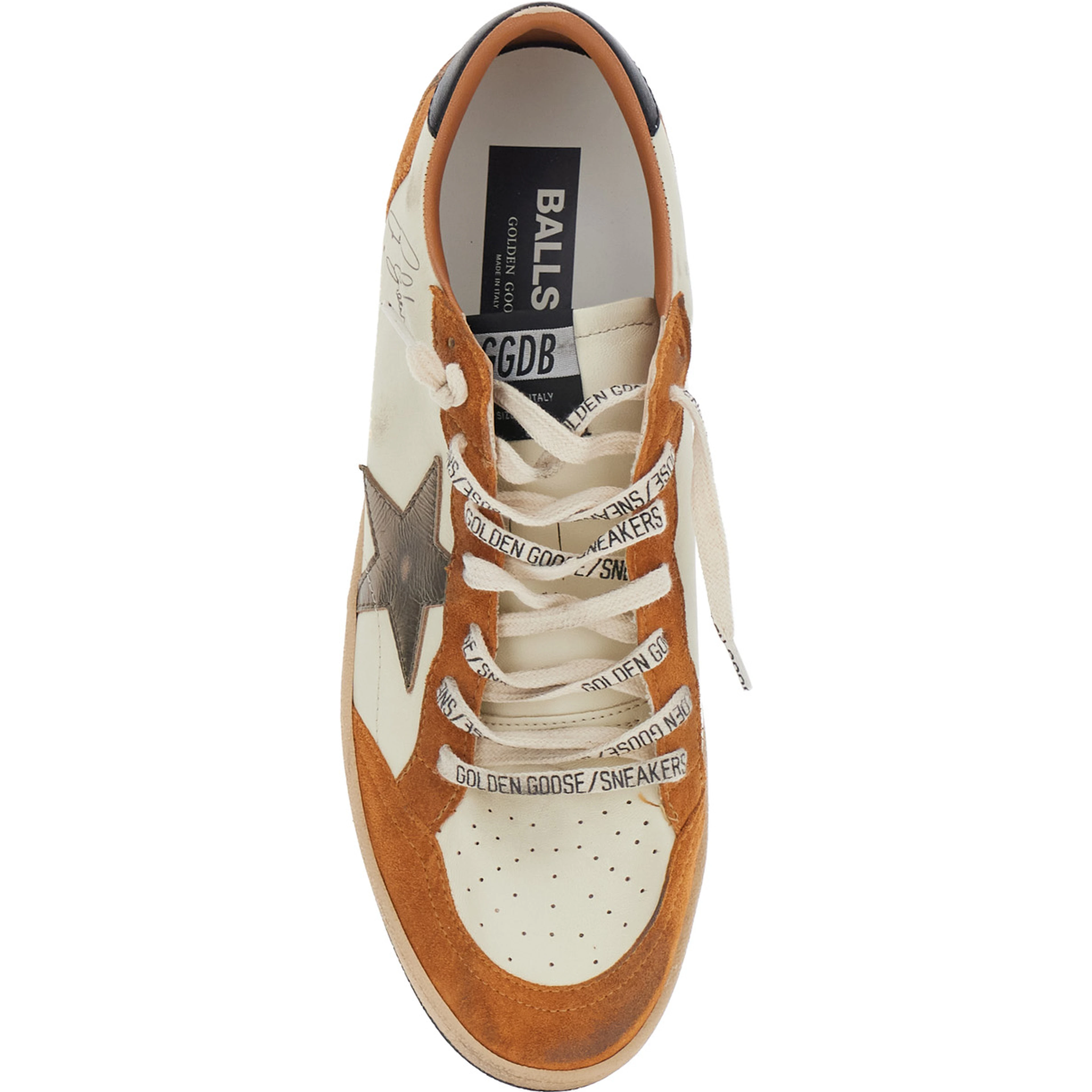 Ballstar Orange Low Top Sneakers with Star Patch on the Side and Contrasting Heel with Logo Lettering in Suede for Men