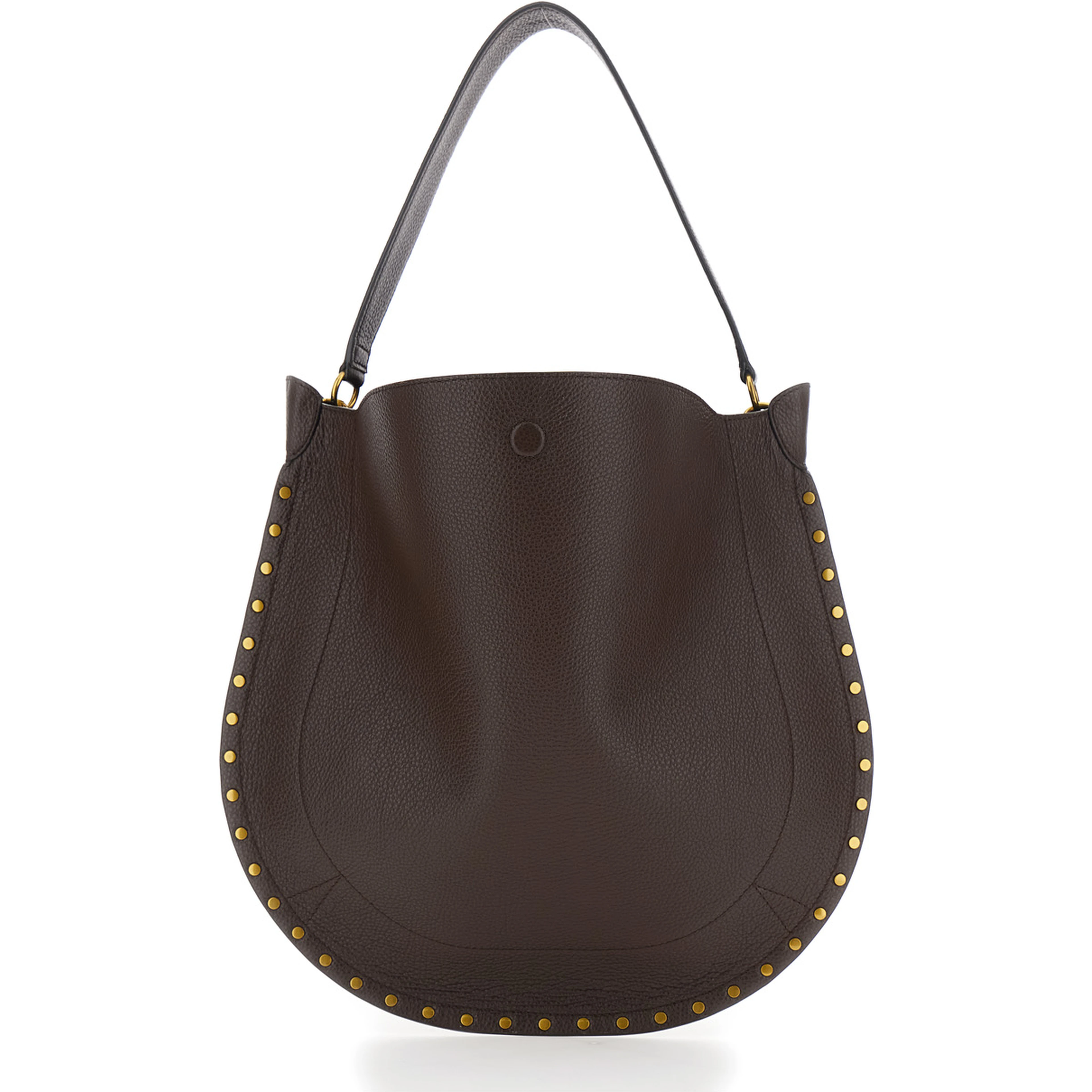 Oskan Brown Shoulder bag with top handle and studs in leather for women