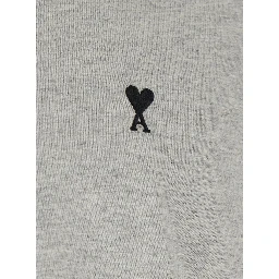 Gray Crew Neck T-Shirt with ADC Embroidery on the Front in Cotton for Men