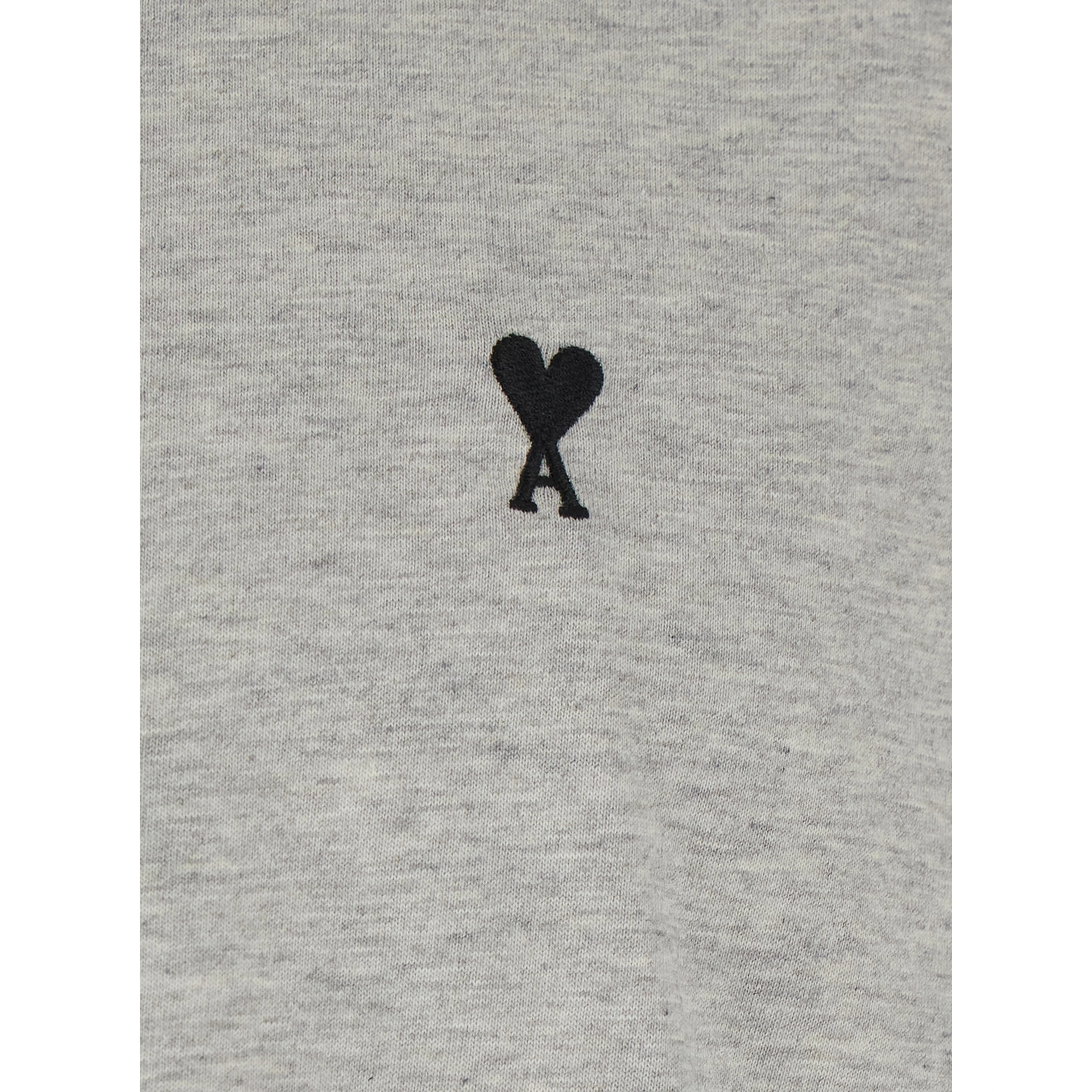 Gray Crew Neck T-Shirt with ADC Embroidery on the Front in Cotton for Men