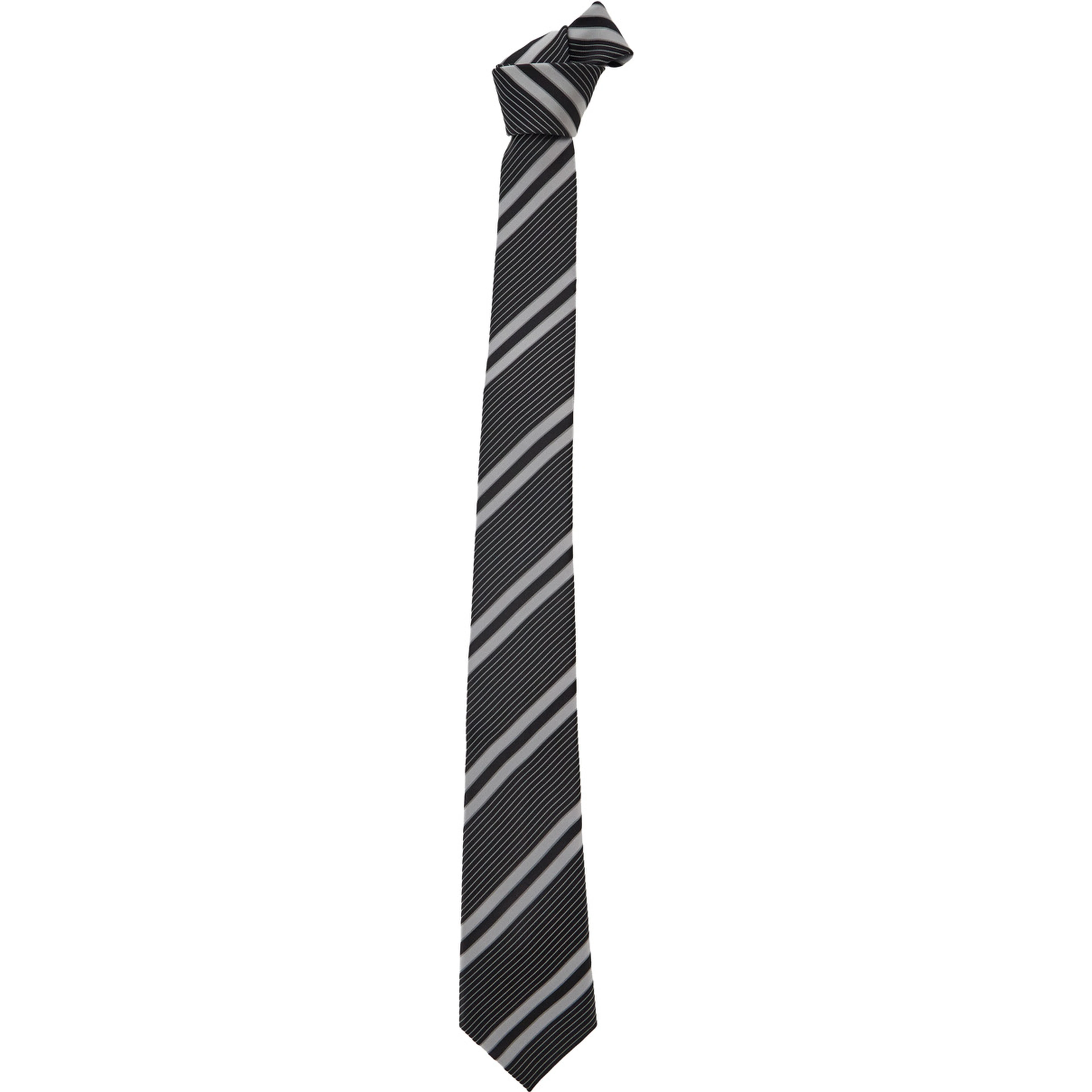 black and white Tie with all-over stripe motif in silk for Men