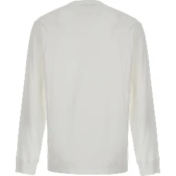 white Crew neck t-shirt with logo patch on the front in cotton for men