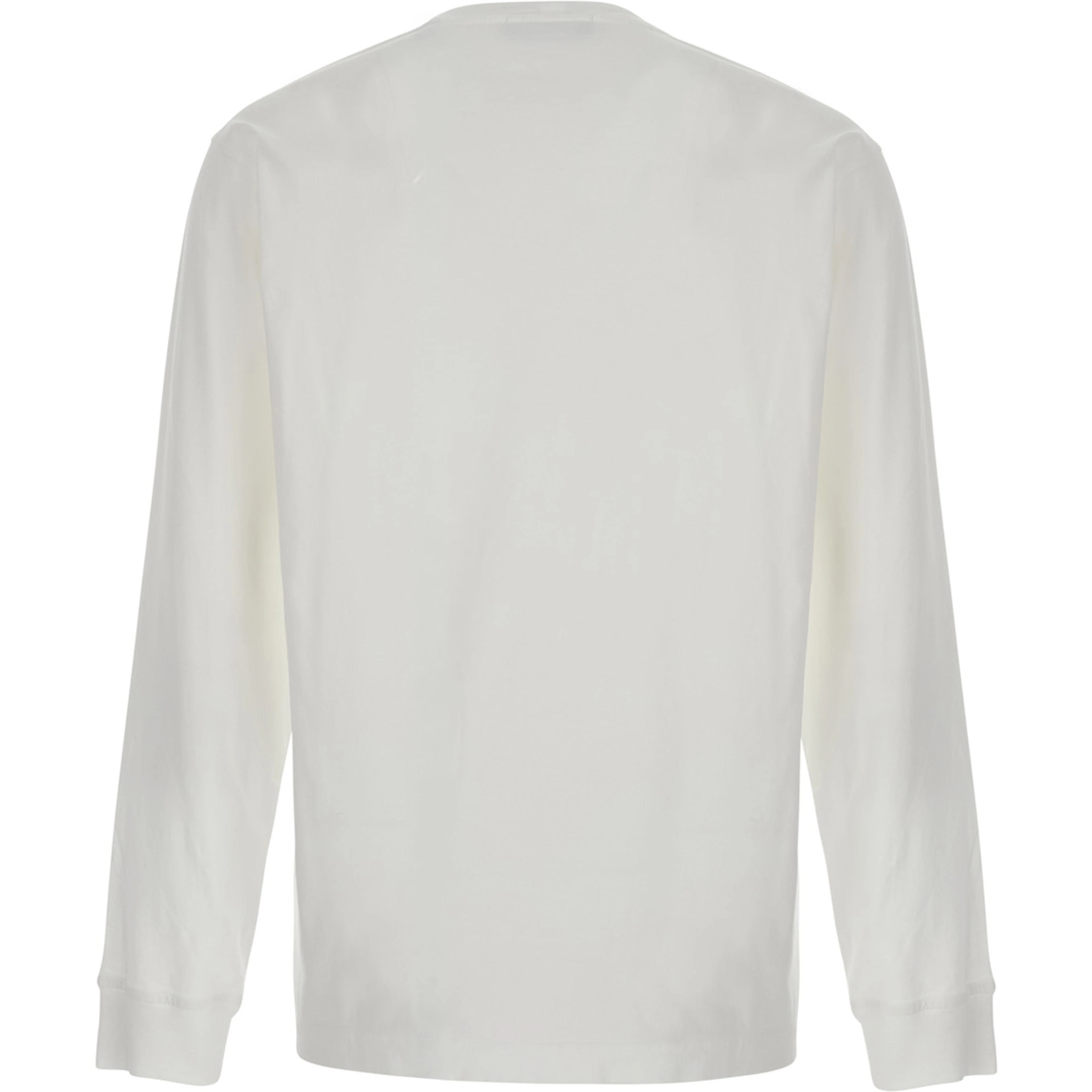 white Crew neck t-shirt with logo patch on the front in cotton for men