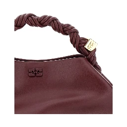 Handbag Bou Piccola with Butterfly Logo and Woven Leather Handle Bordeaux Woman