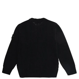 Black Crew neck sweater with logo patch on the sleeve in wool Boy