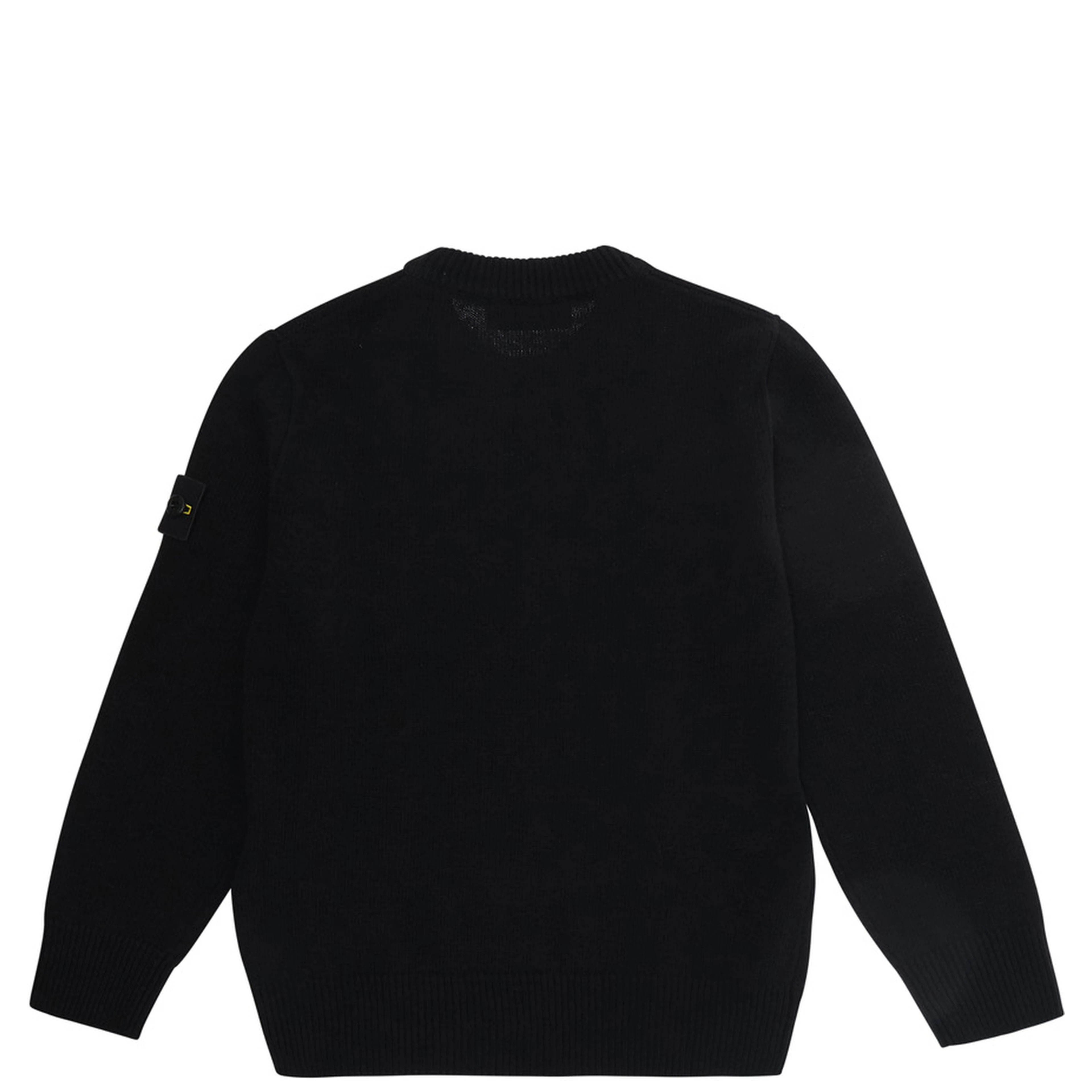 Black Crew neck sweater with logo patch on the sleeve in wool Boy