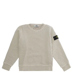 beige Hoodie with logo patch on the sleeve in cotton for Boy