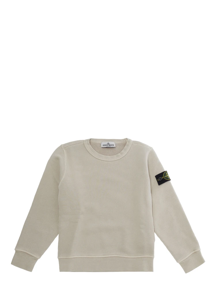 beige Hoodie with logo patch on the sleeve in cotton for Boy