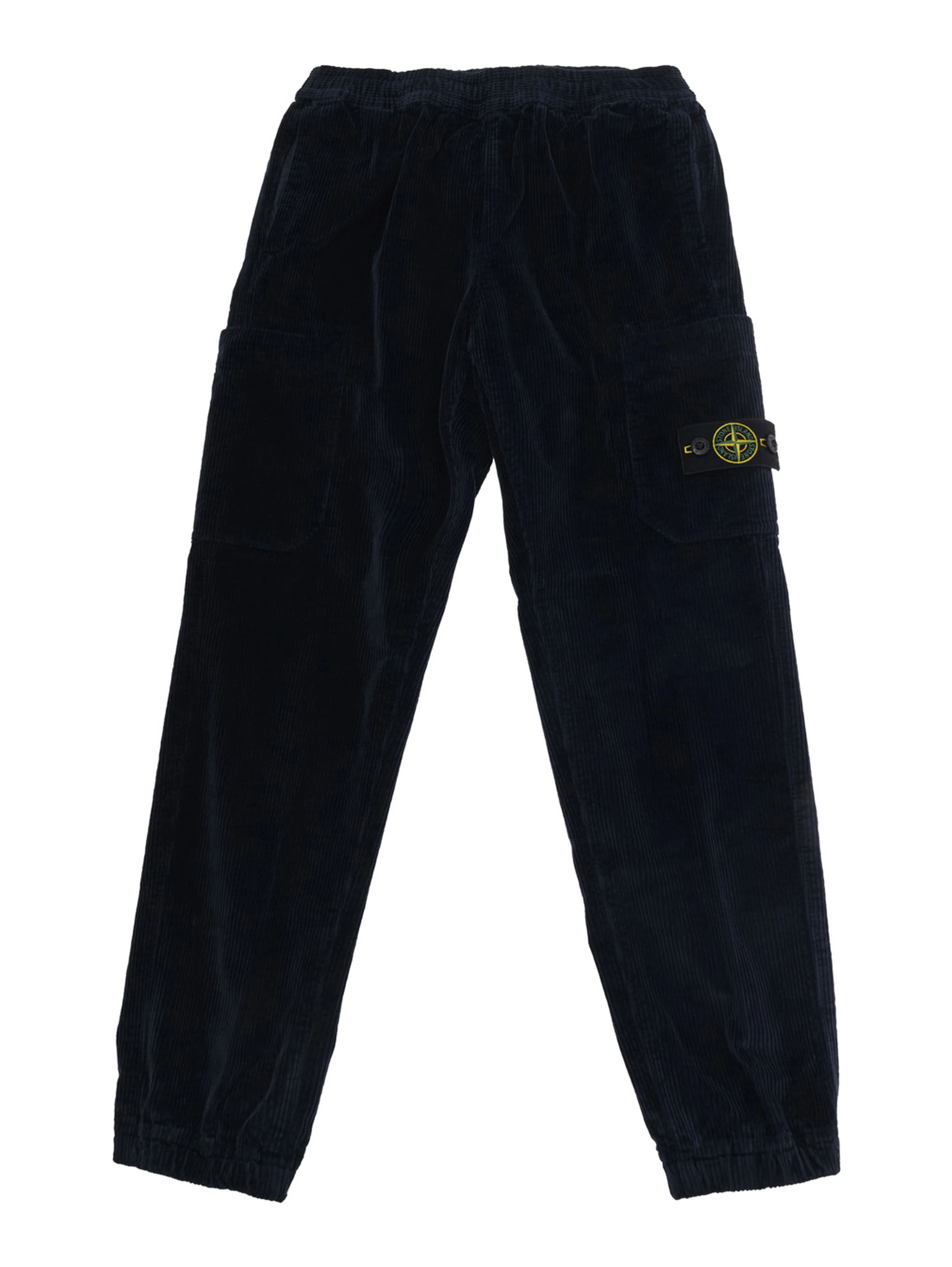 Blue Pants with elasticated waist and logo patch on the front in cotton boy