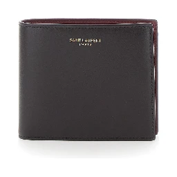 Brown Bi-Fold Wallet with Logo Lettering on the Front and Bicolor Design in leather for Men