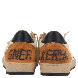 Ballstar Orange Low Top Sneakers with Star Patch on the Side and Contrasting Heel with Logo Lettering in Suede for Men